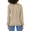 Cable Stitch Women’s Mixed Cable Knit Sweater – Classic Fit Crewneck Long Sleeve Shirred Shoulder Pullover Top(Taupe)