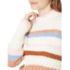 Cable Stitch Women’s Mixed Pointelle Stripe Sweater – Mock Neck Long Sleeve Colorblock Pullover Knit Top(Multi-cream)