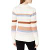 Cable Stitch Women’s Mixed Pointelle Stripe Sweater – Mock Neck Long Sleeve Colorblock Pullover Knit Top(Multi-cream)