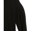 Cable Stitch Women’s Pleated-Sleeve Sweater – Mock Neck Puff Blouson Long Sleeve Drop Shoulder Solid Color Pullover Top(Black)