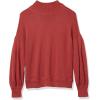 Cable Stitch Women’s Pleated-Sleeve Sweater – Mock Neck Puff Blouson Long Sleeve Drop Shoulder Solid Color Pullover Top(Rust)