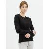 Cable Stitch Women’s Pointelle Sleeve Lightweight Sweater – Long Sleeve Crewneck Lace Pullover Top(Black)
