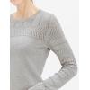 Cable Stitch Women’s Pointelle Sleeve Lightweight Sweater – Long Sleeve Crewneck Lace Pullover Top(Heather Grey)