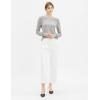 Cable Stitch Women’s Pointelle Sleeve Lightweight Sweater – Long Sleeve Crewneck Lace Pullover Top(Heather Grey)