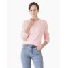 Cable Stitch Women’s Pointelle Sleeve Lightweight Sweater – Long Sleeve Crewneck Lace Pullover Top(Light Pink)