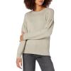 Cable Stitch Women’s Dropped Shoulder Crewneck Sweater – Puff Lantern Pleated Long Sleeve Solid Color Pullover Top(Taupe)