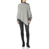 Cable Stitch Women’s Lightweight Poncho – Boat Neck/V-Neck Pointelle Sweater Tunic Pullover Knit Cape Cover-up Top(Heather Grey)