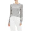 Cable Stitch Women’s Pointelle Sleeve Lightweight Sweater – Long Sleeve Crewneck Lace Pullover Top(Heather Grey)