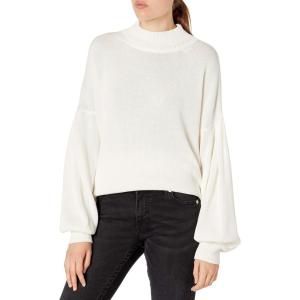 Cable Stitch Women’s Pleated-Sleeve Sweater – Mock Neck Puff Blouson Long Sleeve Drop Shoulder Solid Color Pullover Top(Birch White)