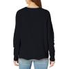 Cable Stitch Women’s Scallop Hem Sweater – Crewneck Raglan Long Sleeve Contrast Tipping Rib Knit Cotton Pullover Top(Navy)