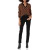 Cable Stitch Women’s Intarsia Sweater – Star, Lightning Bolt, Heart Graphics Long Sleeve Crewneck Pullover Top(Black/Caramel)