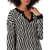 Cable Stitch Women’s Intarsia Sweater – Star, Lightning Bolt, Heart Graphics Long Sleeve Crewneck Pullover Top(Black/Grey)